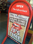 The Stones at the Adelaide Oval - Titlepage of The Advertiser - Adelaide, October 25, 2014