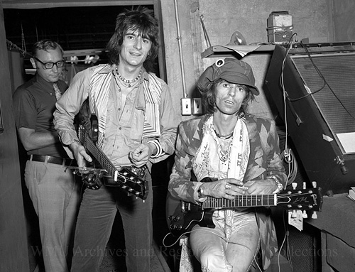 Keith, Ronnie and Stu visiting Gibson Guitar in Kalamazoo, July 1975