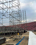 The stage being built up at Santiago de Chile, Estadio Nacional, January 26, 2016