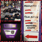Preparations and room signs for the gig in Staples Center
