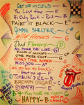 Ronnies list of rehearsed songs at rehearsals in LA, April 19, 2013