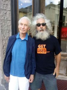 Rolling Stones drummer Charlie Watts, left, poses with fan Dylan "James" Stansbury in the French Quarter of New Orleans on Thursday, July 11, 2019 - (nola.com)