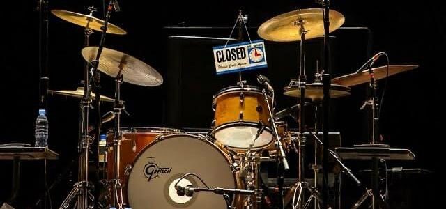 Charlie Watts' drumkit with sign 'Closed'